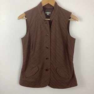 J. Jill Havana Linen Blend Pinstripe Vest Size 6